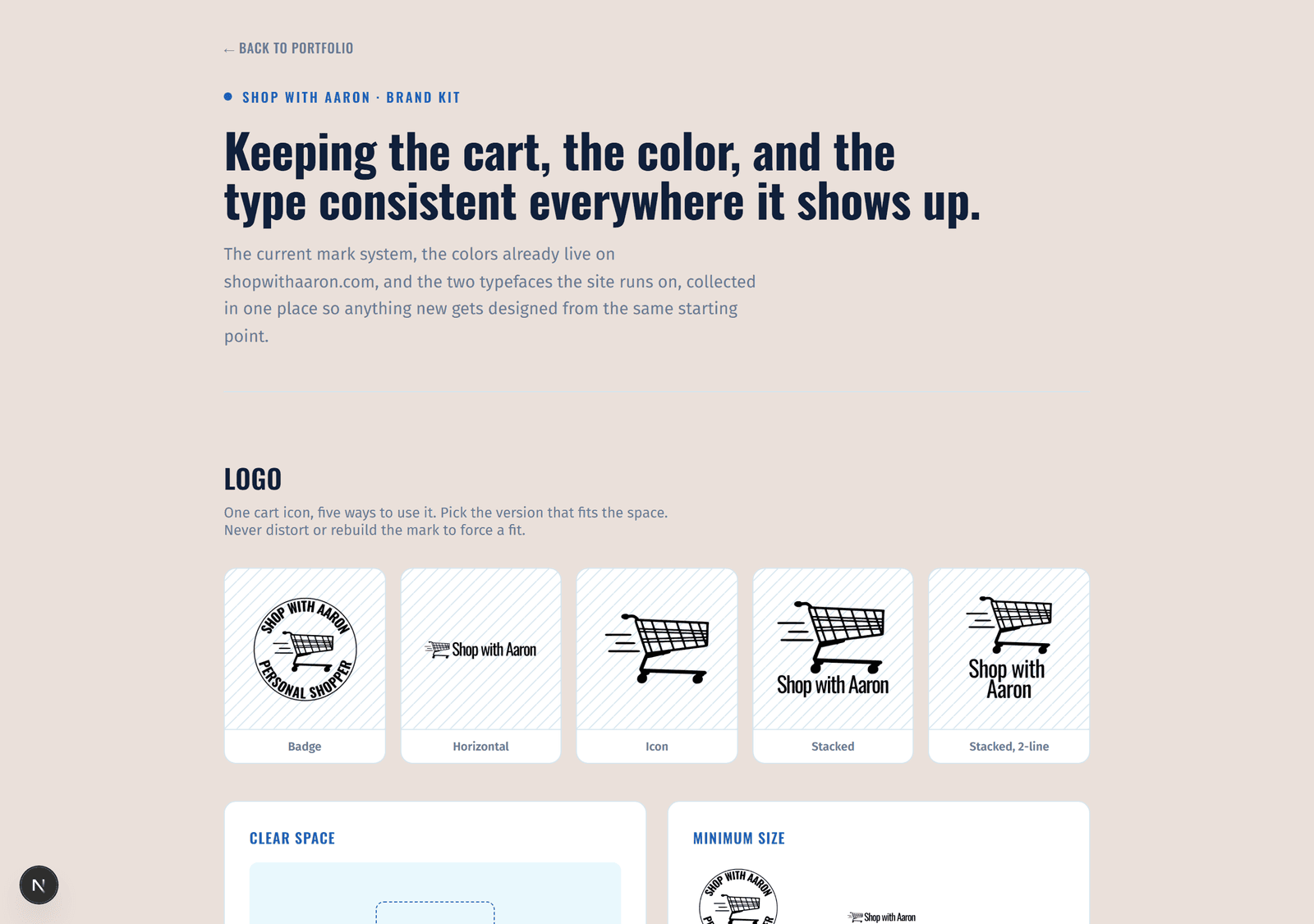 Screenshot of the Shop with Aaron — Brand Kit website
